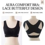 Butterfly Full Coverage Bra for Women Black Lace Design Wireless Padded Bra Adjustable Hook Back Closure - Image 3