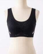Butterfly Full Coverage Bra for Women Black Lace Design Wireless Padded Bra Adjustable Hook Back Closure - Image 7
