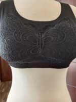 Butterfly Full Coverage Bra for Women Black Lace Design Wireless Padded Bra Adjustable Hook Back Closure - Image 9