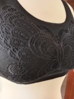 Butterfly Full Coverage Bra for Women Black Lace Design Wireless Padded Bra Adjustable Hook Back Closure - Image 10