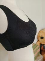 Butterfly Full Coverage Bra for Women Black Lace Design Wireless Padded Bra Adjustable Hook Back Closure - Image 12