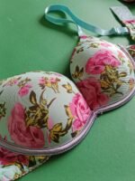 Mint Floral Push-Up Bra | Padded Underwire Bra with Rose Print – Contour T-Shirt Bra - Image 2