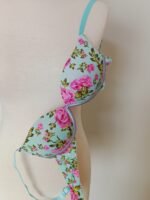 Mint Floral Push-Up Bra | Padded Underwire Bra with Rose Print – Contour T-Shirt Bra - Image 9