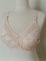 Nude Half Net Lace Bra | Floral Mesh Panel Non-Wired Comfort Bra with Bow Detail - Image 15
