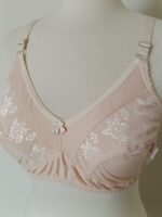 Nude Half Net Lace Bra | Floral Mesh Panel Non-Wired Comfort Bra with Bow Detail - Image 12