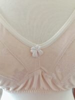 Nude Half Net Lace Bra | Floral Mesh Panel Non-Wired Comfort Bra with Bow Detail - Image 11