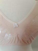 Nude Half Net Lace Bra | Floral Mesh Panel Non-Wired Comfort Bra with Bow Detail - Image 10