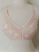 Nude Half Net Lace Bra | Floral Mesh Panel Non-Wired Comfort Bra with Bow Detail - Image 9