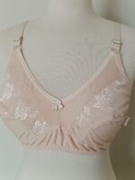 Nude Half Net Lace Bra | Floral Mesh Panel Non-Wired Comfort Bra with Bow Detail - Image 7
