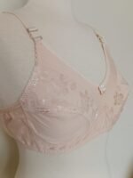 Nude Half Net Lace Bra | Floral Mesh Panel Non-Wired Comfort Bra with Bow Detail - Image 8