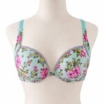 Mint Floral Push-Up Bra | Padded Underwire Bra with Rose Print – Contour T-Shirt Bra