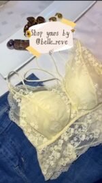 Belle Reve Lace Bralette – Elegant Sheer Lace Bra | Black & Cream - Image 9
