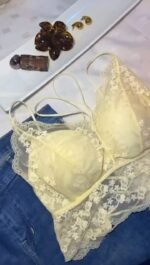 Belle Reve Lace Bralette – Elegant Sheer Lace Bra | Black & Cream - Image 2