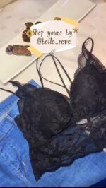 Belle Reve Lace Bralette – Elegant Sheer Lace Bra | Black & Cream - Image 16