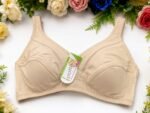 Pink Cotton Bra for Women Non Wired Full Coverage Wireless Bra Mesh Panel Design - Image 3