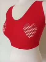 Women's Sports Bra | Wireless Padded Heart Cutout Mesh Racerback - Image 2