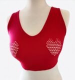 Women's Sports Bra | Wireless Padded Heart Cutout Mesh Racerback - Image 4