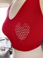 Women's Sports Bra | Wireless Padded Heart Cutout Mesh Racerback - Image 3