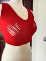 Women's Sports Bra | Wireless Padded Heart Cutout Mesh Racerback - Image 8