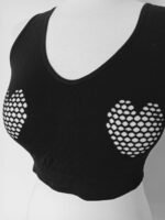 Women's Sports Bra | Wireless Padded Heart Cutout Mesh Racerback - Image 11
