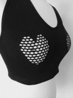 Women's Sports Bra | Wireless Padded Heart Cutout Mesh Racerback - Image 15