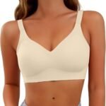 White Cream Seamless Comfort Bra | Imported Premium Quality Wireless Padded Bra with Mesh Panel