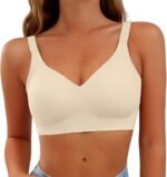 White Cream Seamless Comfort Bra | Imported Premium Quality Wireless Padded Bra with Mesh Panel - Image 3
